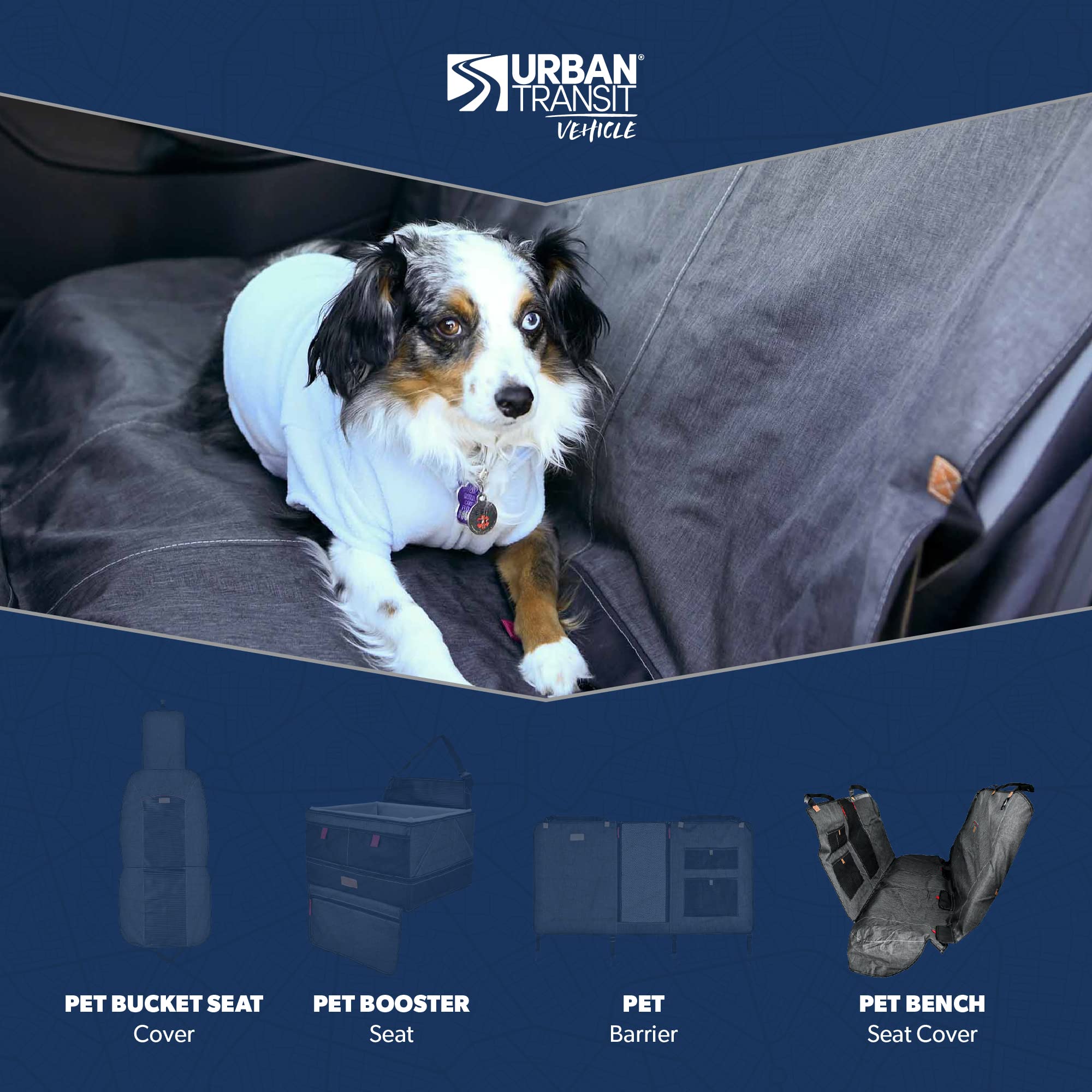 URBANTRANSIT Pet Bench Car Seat Cover & Protector, Cationic Fabric, Repels Fur, Protects Upholstery, Durable Mesh Pockets for Handy Storage, PVC Reinforced Edges, for Pets and Passenger