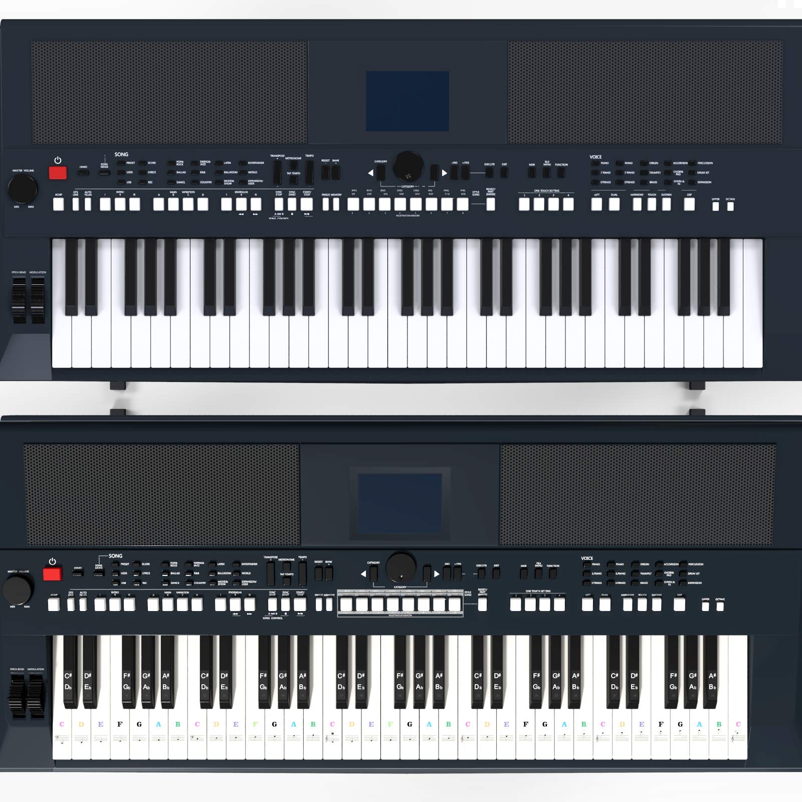 Adesivi Per Tastiera Pianoforte A Colori - Trasparenti E Rimovibili Per 88/76/61/54/49/37 Tasti - Foto 5