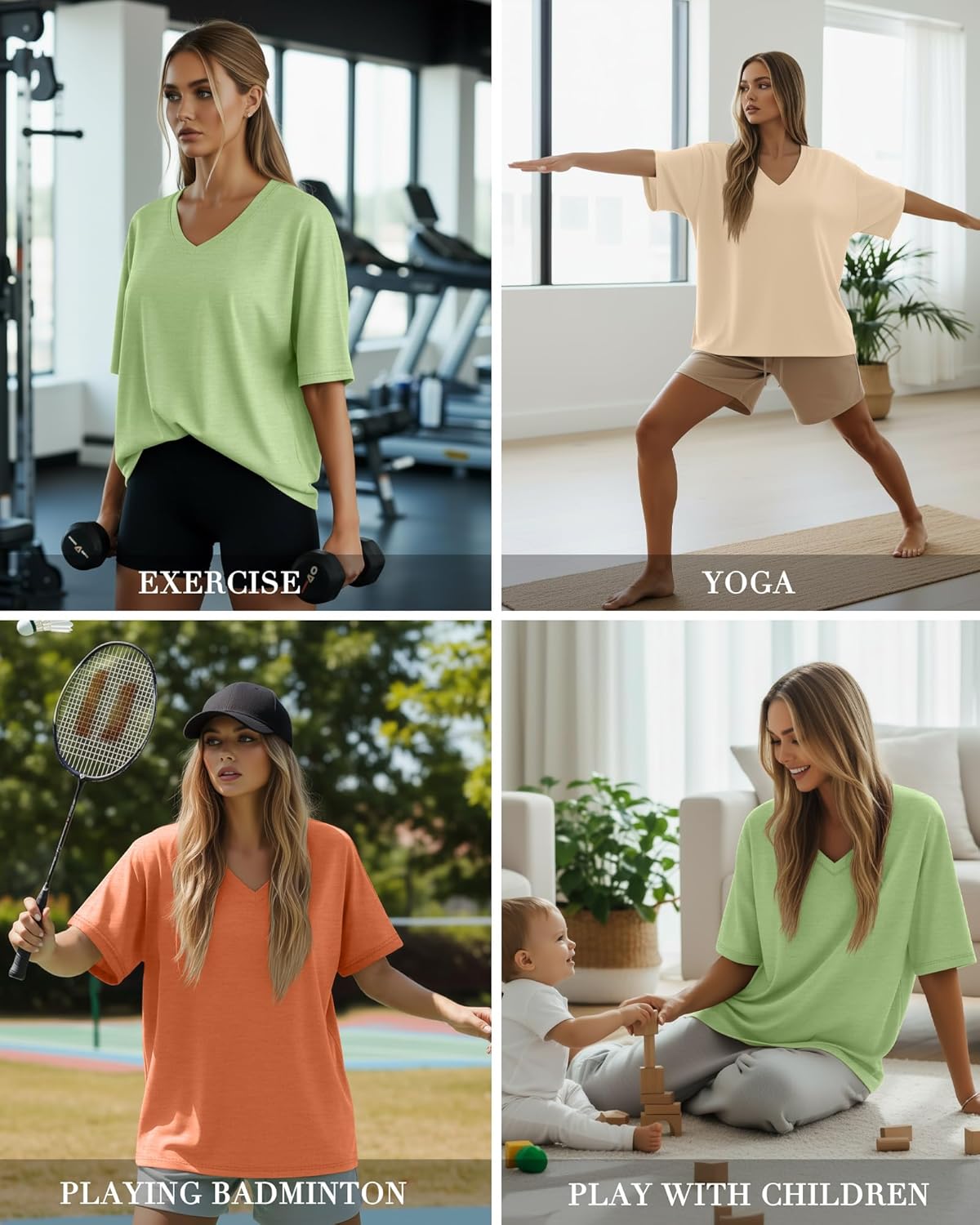 Huukeay 3 Pack Women's Oversized Cotton T-Shirts V Neck Loose Fit Casual Workout Tees Soft Short Sleeve Tops - Image 5