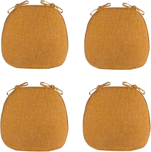 Miniatura 10 de Cojines para sillas de jardín, cojines de silla con lazos, cojines para sillas de cocina, juego de 4 con lazos, fundas de cojín de asiento para