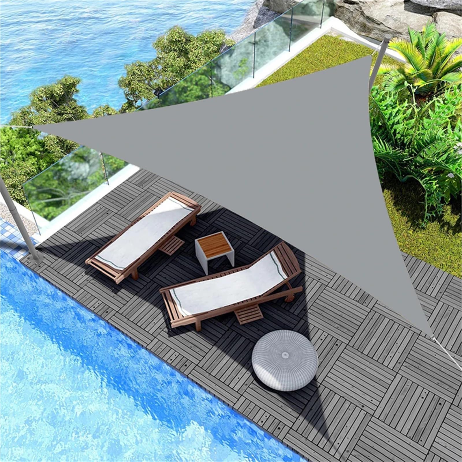 Sonnensegel Dreieckig Dreieckiges Sonnensegel in Mehreren Größen, wasserdicht, for den Außenbereich, Garten, Terrasse, Party, Sonnenschutz, Sonnendach(Color20,5x5x5m)