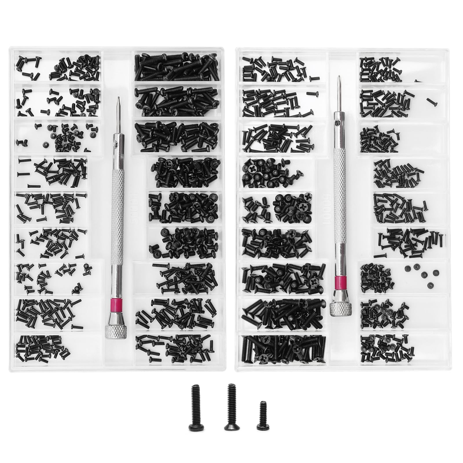 Kit 1000 Viti Micro Per Riparazioni - Set Con Cacciavite Per Occhiali, Orologi, Laptop (M1.2, M1.4, M2)