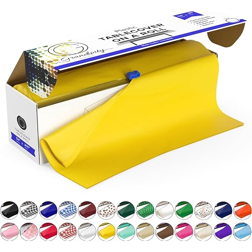 Grandipity Plastic Table Cloth Roll - 54in x 300 Ft. Table Cover Yellow