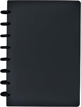 Discbound Notebook, Junior Size, 1mm Poly Cover, Heavyweight Paper, 50 Dot Grid Sheets Black