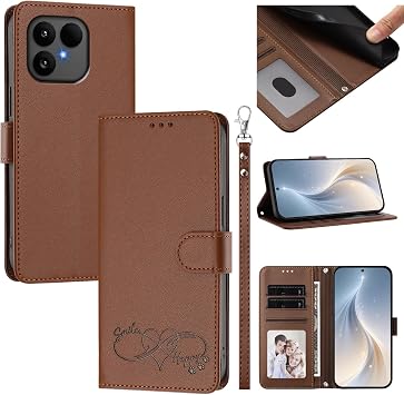Smartphone Case Compatible with Fairphone 6 Smartphone Case Card and Cash Storage Slots Brown