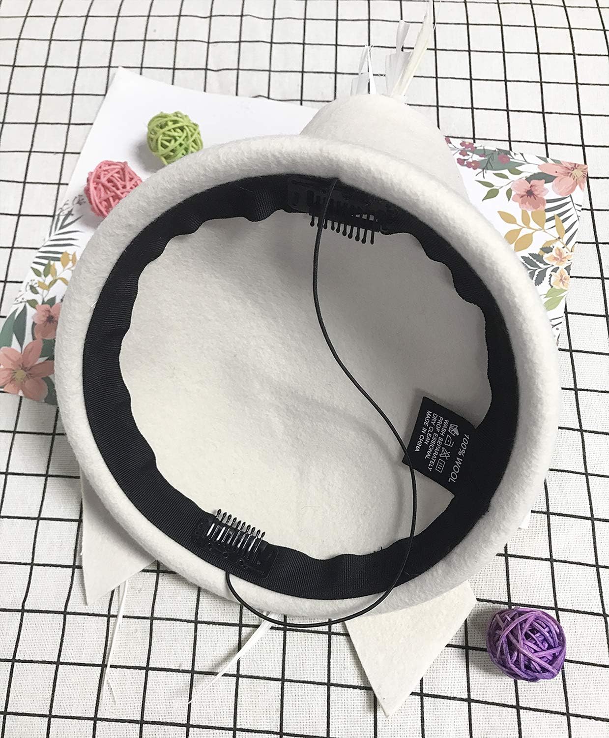 Z&X Vintage 1920s Wool Felt Flower Fascinator Pillbox Hat British Wedding Church Derby Hats for Women Winter Fedoras - Image 6