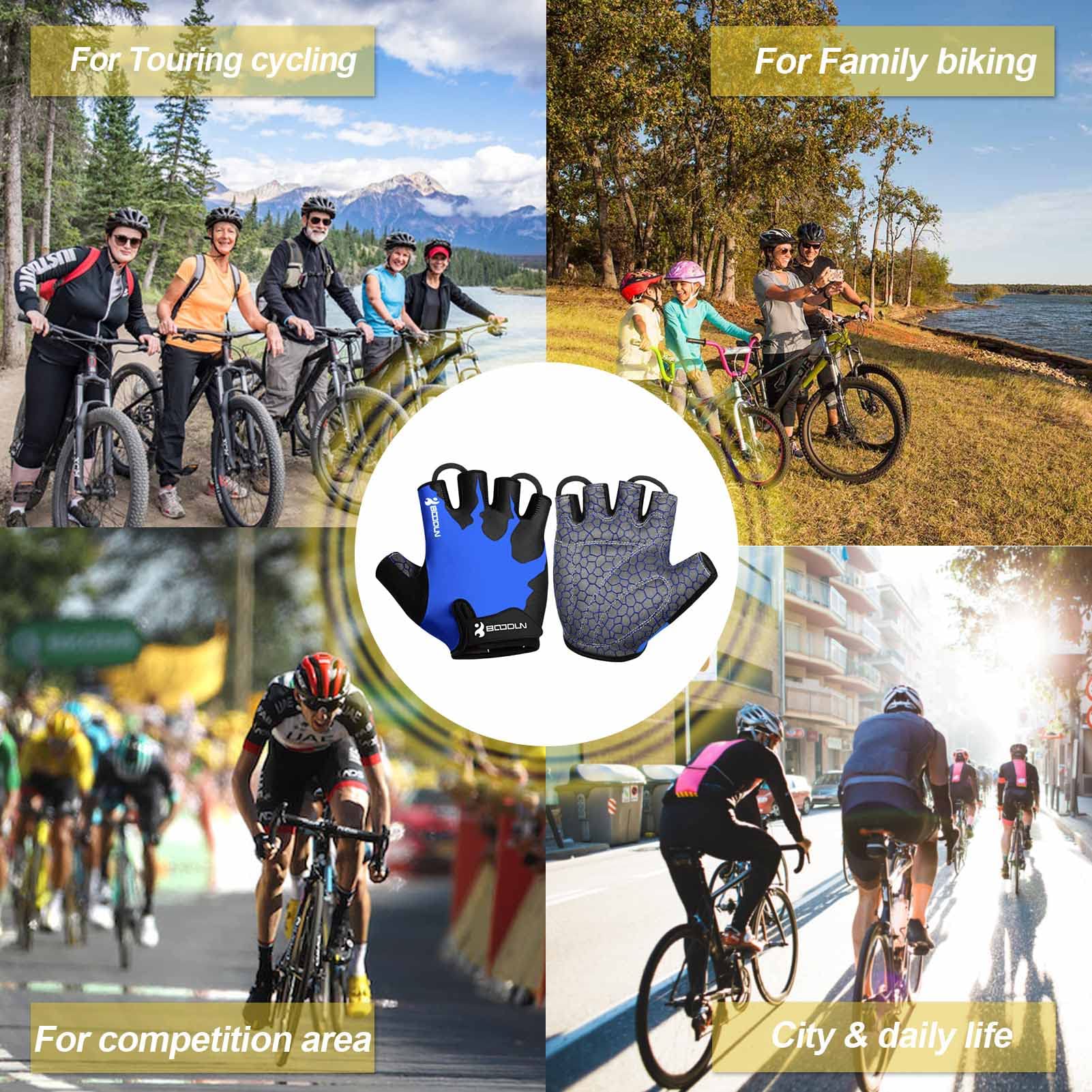 KONVINIT Guanti da ciclismo mezze dita unisex Guanti da bici traspiranti imbottiti senza dita con impugnatura antiscivolo per MTB,ciclismo su strada,palestra,Crossfit e sollevamento pesi