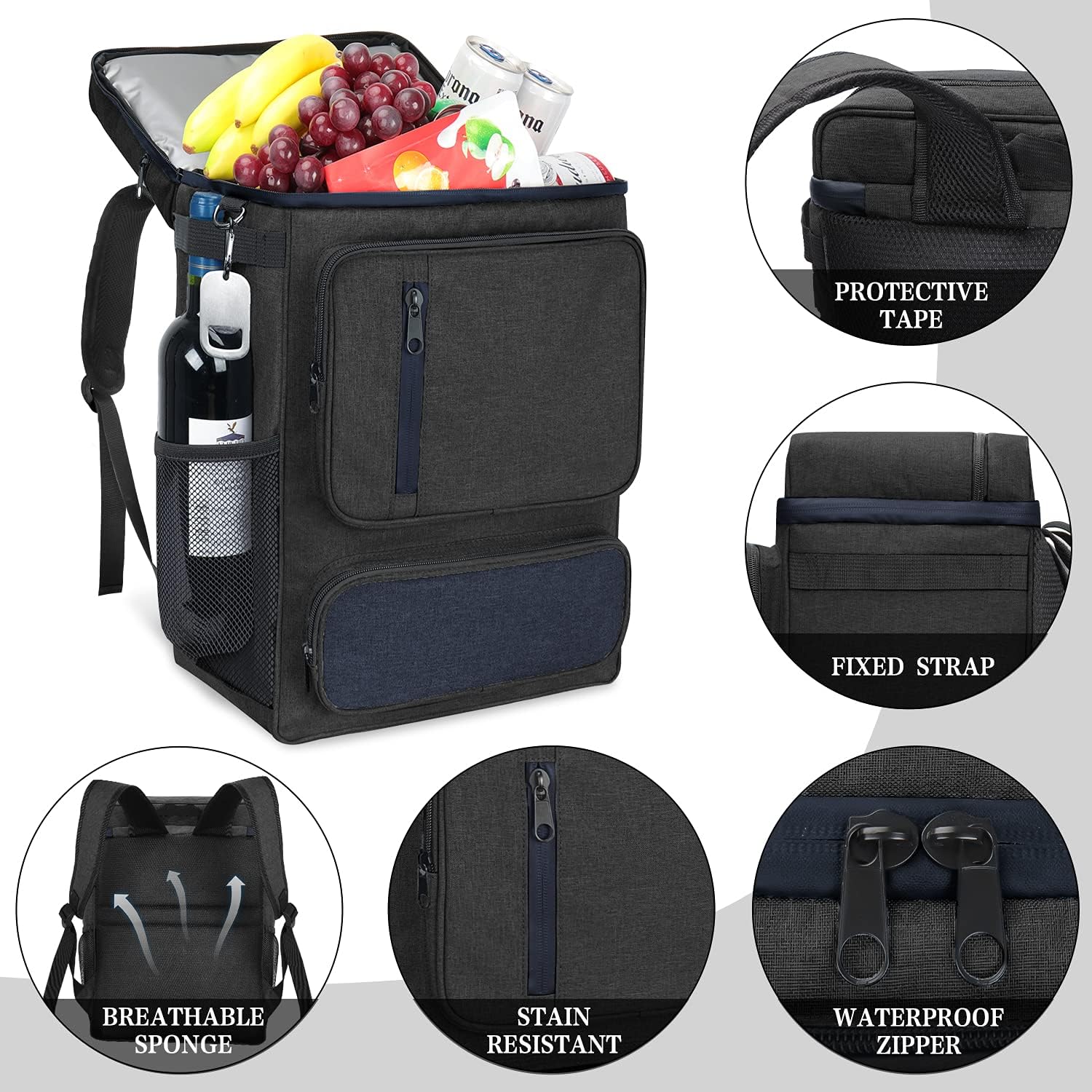 GARDRIT Insulated Cooler Backpack - 45 Cans Large Capacity Backpack Cooler Leak-Proof/Waterproof Lightweight Soft Beach Cooler Suitable to Work, Picnic, Hiking, Camping