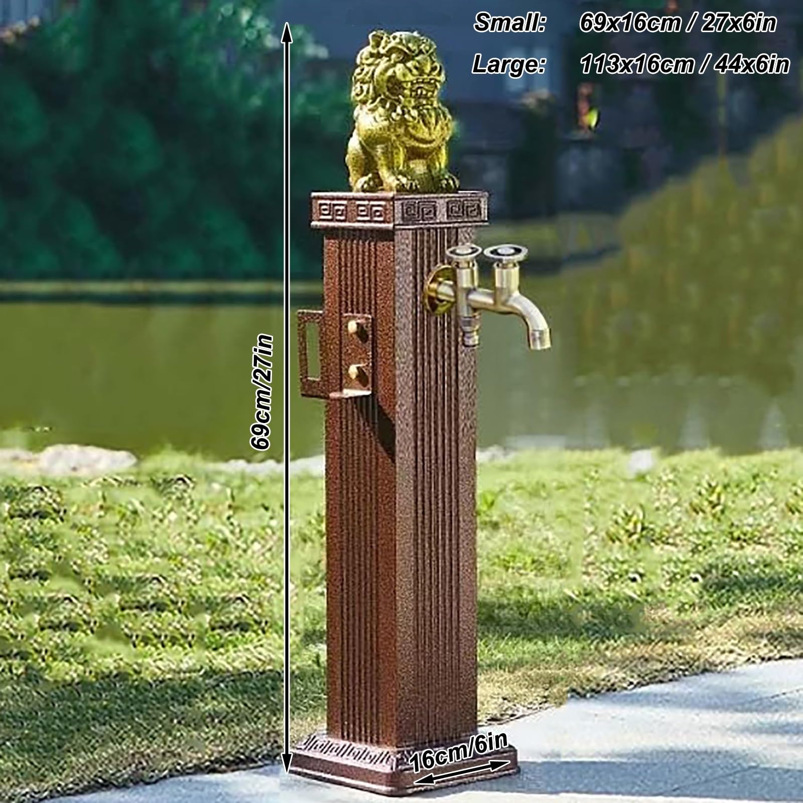 Générique Colonne d'Eau de Jardin extérieure avec Robinet Double Sur Pied, Installation Facile, idéale pour Les Cours et Les parcs - Design Rouge Compact pour Villas et jardins