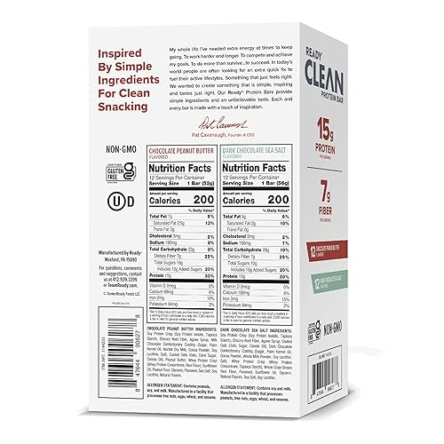 Miniatura 2 de Ready Barras de proteínas aperitivo alto en proteínas con 0.55 onzas de proteína de suero de leche, con semillas de lino y omega-3 para una energía