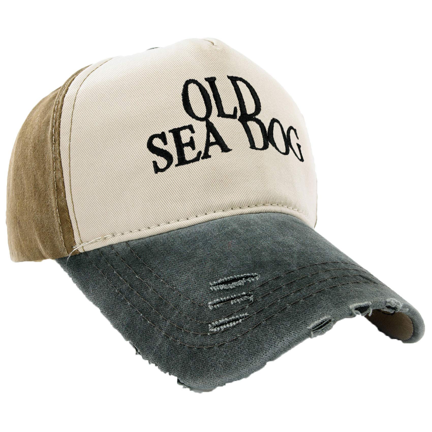 Mfaz Morefaz Ltd Unisex Old See Dog Graphite Peak Baseball Cap Boating Hat Captain Army Yacht Military Drunk Sailor,Mariner,Galley Slave,Old See Dog (Old See Dog Graphite Peak)