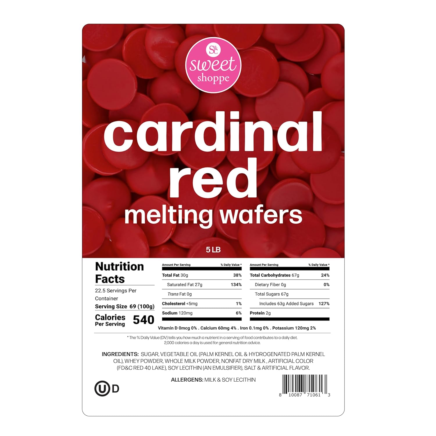Sweet Shoppe Cardinal Red Melting Wafers, 5 pounds