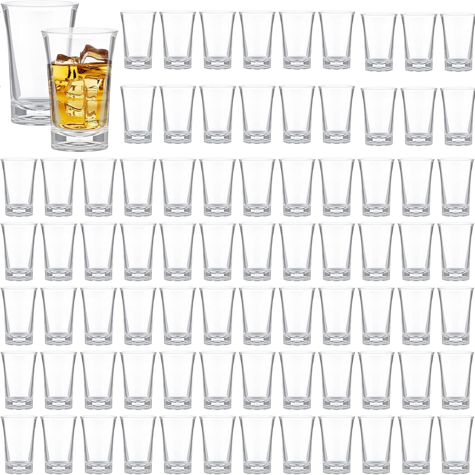 TREEHAC 100 Pcs 1.5 oz Clear Acrylic Shot Glasses with Thick Base for Party Favors Drinking Games Weddings Bars and Events
