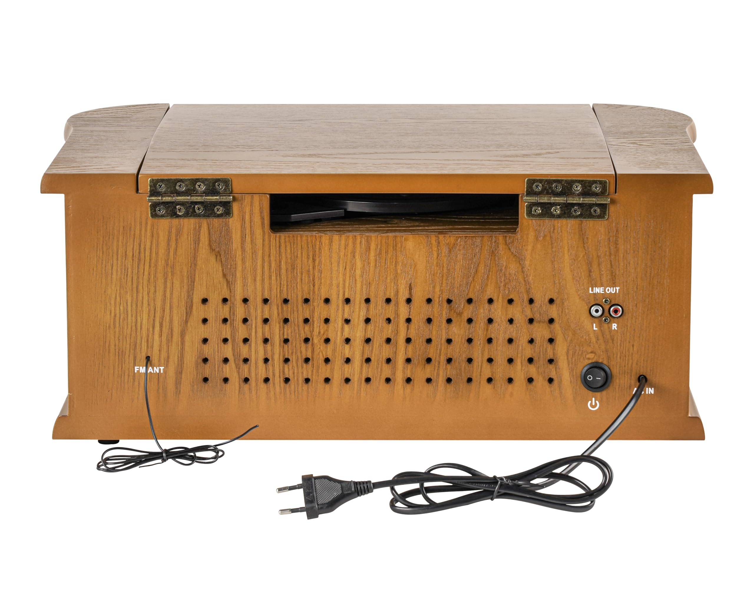 Reflexion HiF2002, impianto HiFi retrò con codifica (2 x 40 Watt), giradischi semiautomatico, effetto legno, funzione codifica, riproduzione MP3 tramite CD e USB