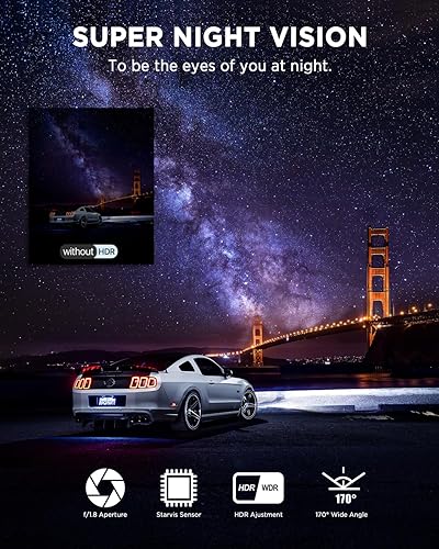 Miniatura 4 de Cámara de salpicadero, cámara de tablero 4K para automóviles con visión nocturna, cámara de tablero WiFi/GPS integrada, cámara IPS de 3.5 pulgadas