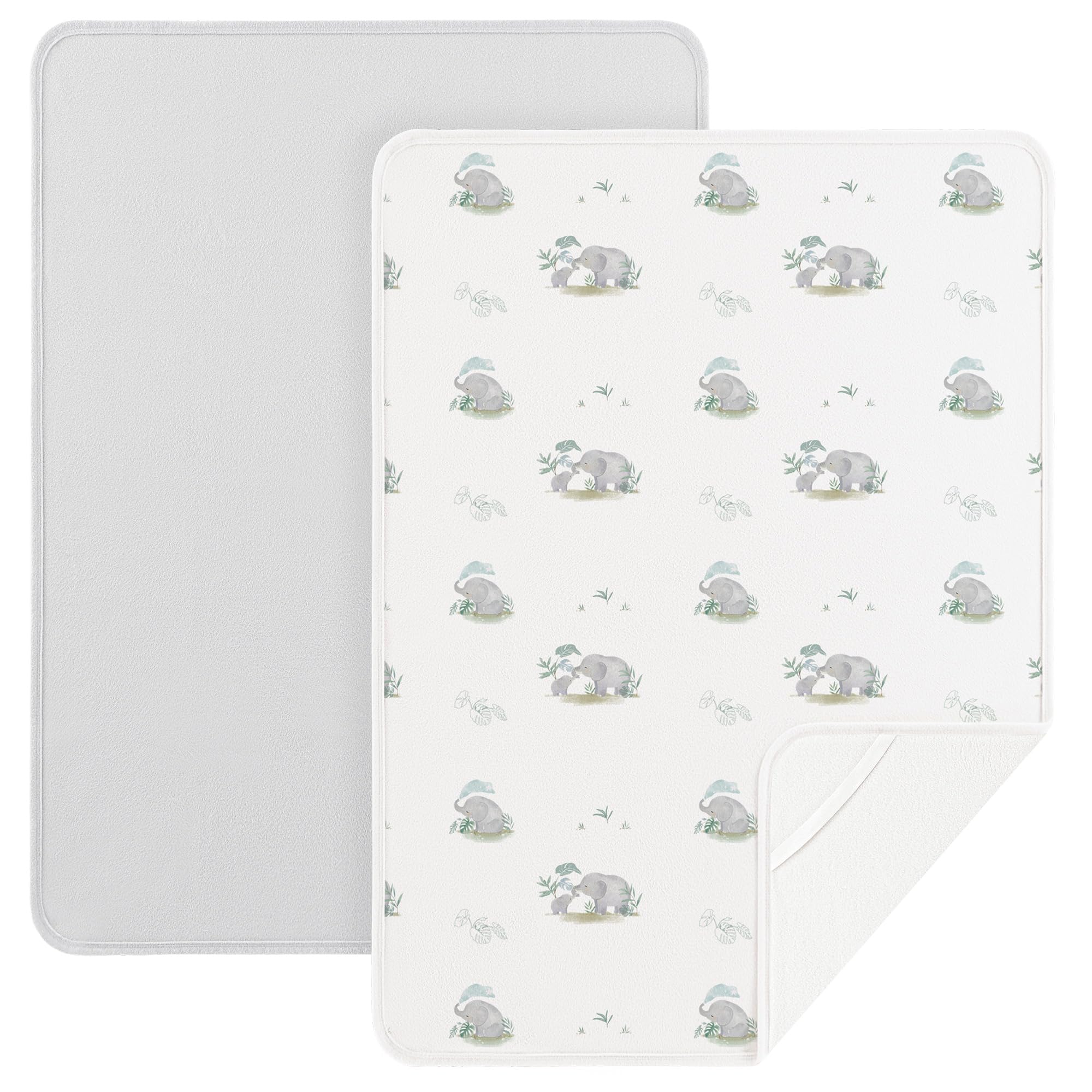Susurration 2er Pack Bettunterlage Wasserdicht Kinder 75x90 cm Waschbar Matratzenschoner Baby Inkontinenzunterlage Atmungsaktiv Nässeschutz Unterlage für Baby Kinder Bett (Elephant)