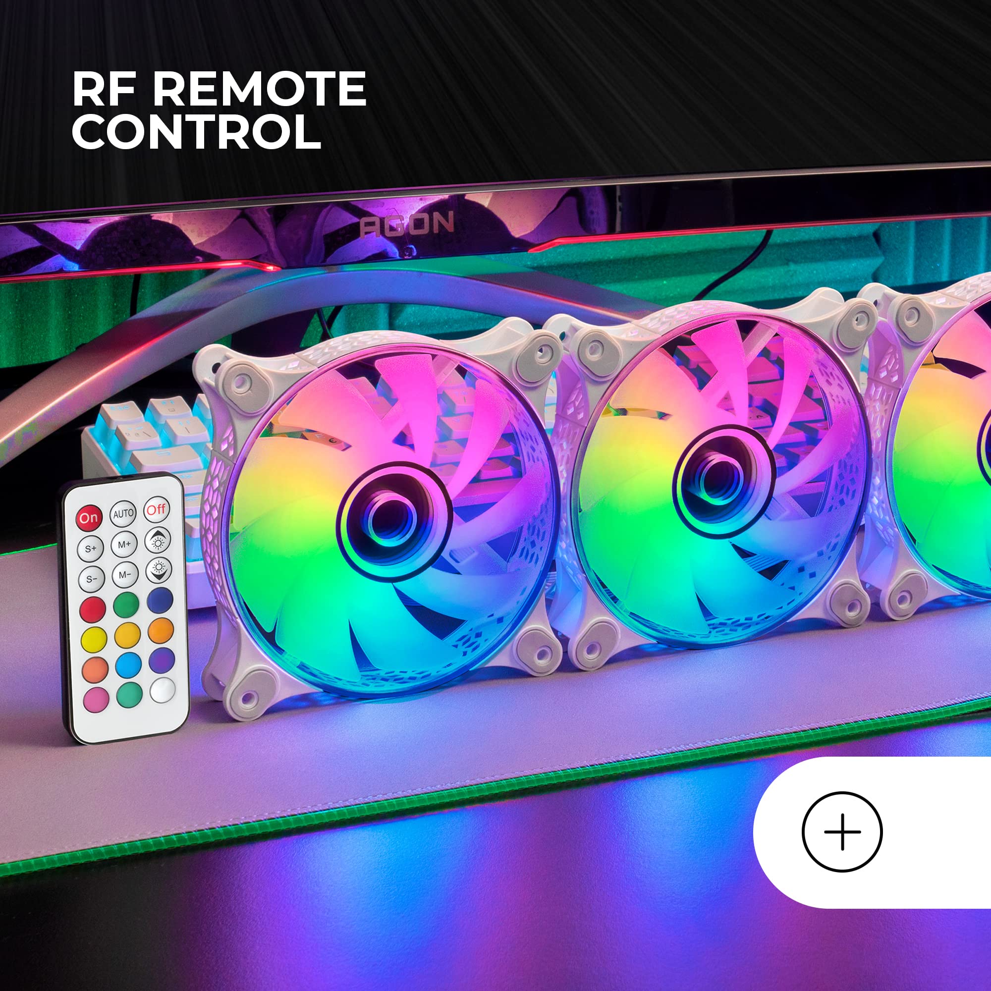 Mars Gaming MF-3DKIT, Kit 3 Ventiladores ARGB 360° 12cm, Espejo Infinito 3D, Sistema Anti-vibraciones, Controlador ARGB, Mando a Distancia RF, Compatibilidad Total, Blanco - 5