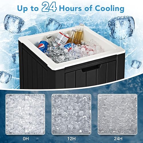 Miniatura 2 de GYMAX Enfriador de campamento, aislado de 40 cuartos de galón con asas integradas y tapa desmontable, mantiene el hielo durante 24 horas,