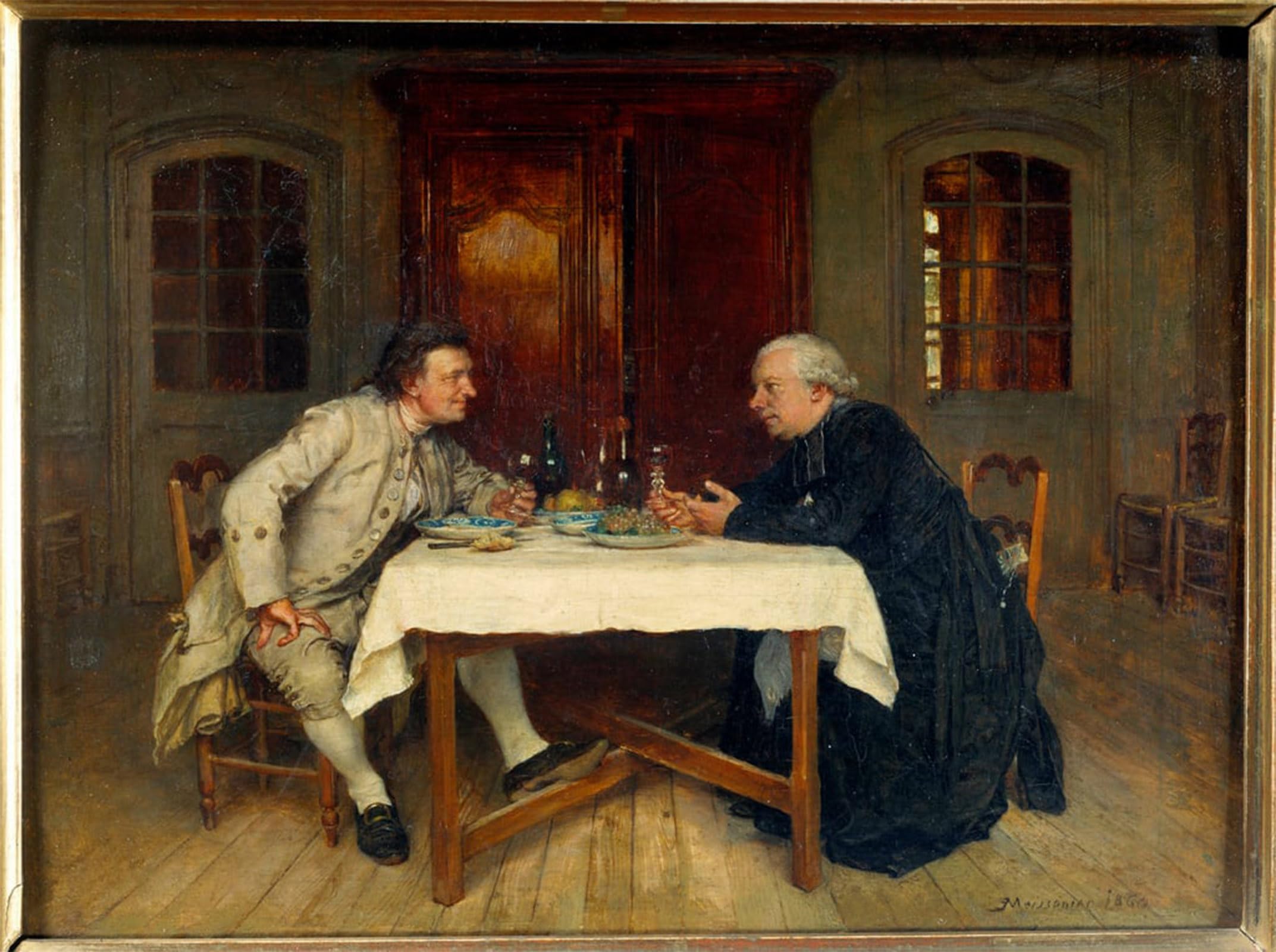 SERENDIPITP Abstract Painting Mural Print Picture Wall Decor Painting the Wine of the by Jean Louis Ernest Meissonier Vintage Wall Artwork for Home Decor 60x90cm