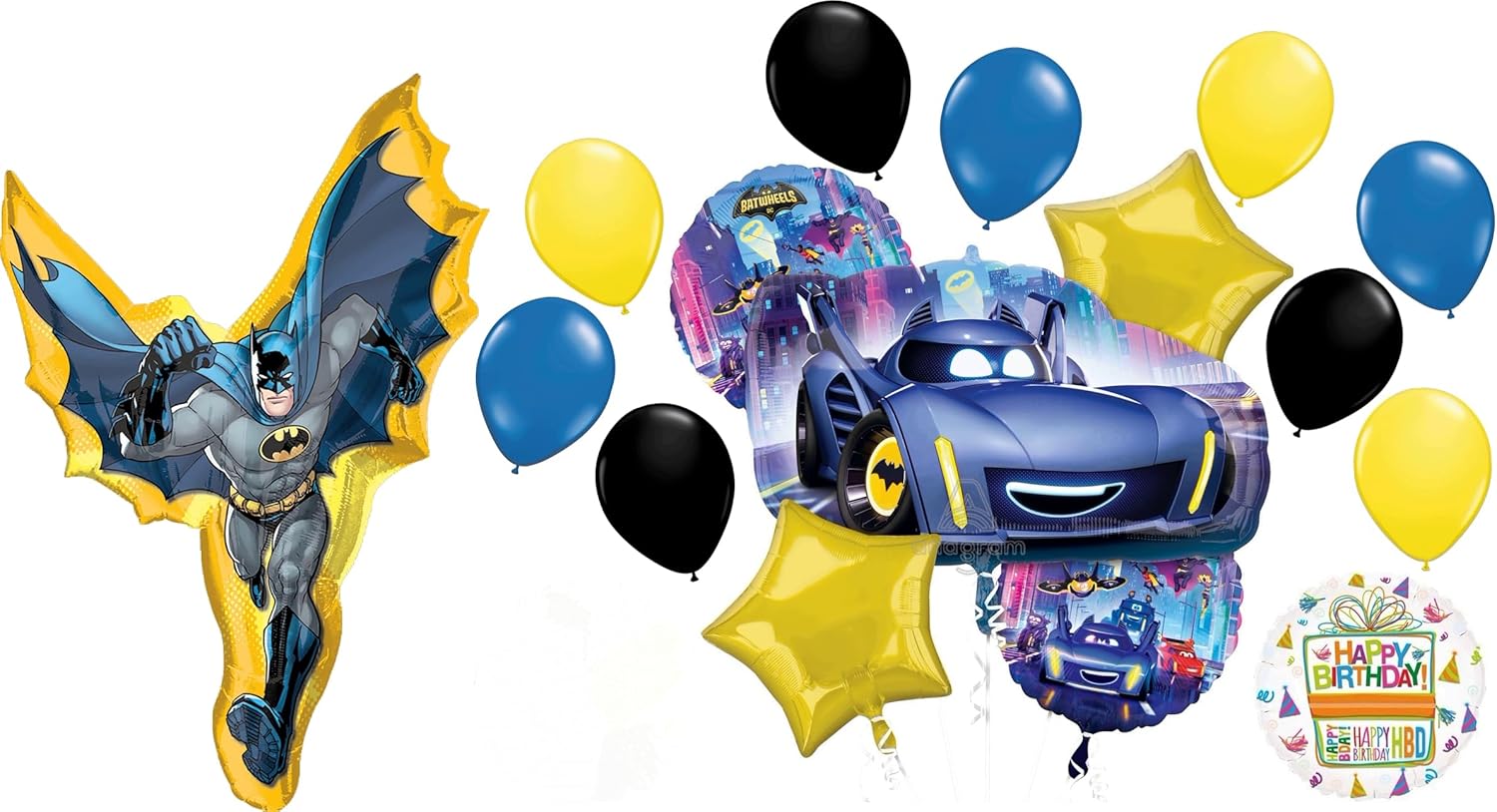 Anagram Batwheels in Action Birthday Party Supplies 16 pc Balloon Bouquet Decorations, BQ_4206