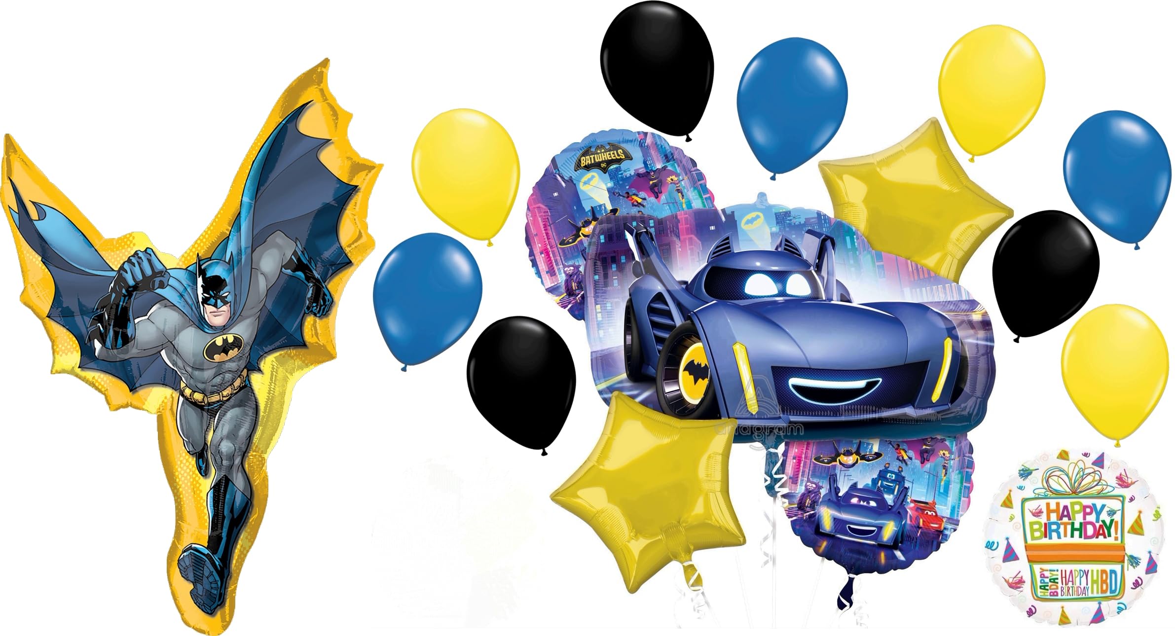 Anagram Batwheels in Action Birthday Party Supplies 16 pc Balloon Bouquet Decorations, BQ_4206