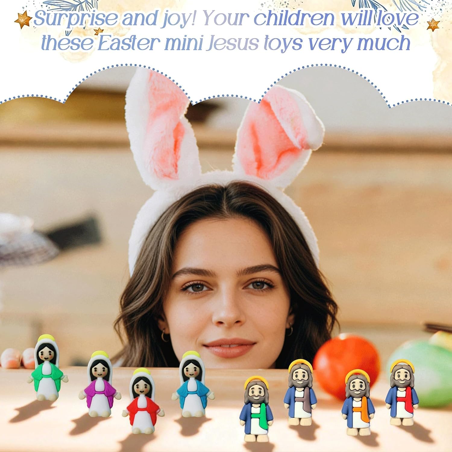200 Pcs Easter Virgin Mary Little Jesus Figures Statue Small Religious Gifts Miniature Jesus Figurines for Catholic Devotionals Prayer Companion Easter Eggs Stuffers Gift Church Sunday Baptism Favor