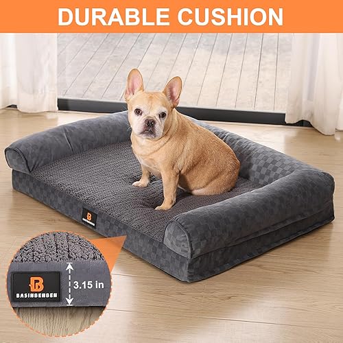 Miniatura 6 de Cama para perro, camas grandes para perros de tamaño mediano, cama ortopédica para perro, cama para perro de espuma viscoelástica con funda lavable,