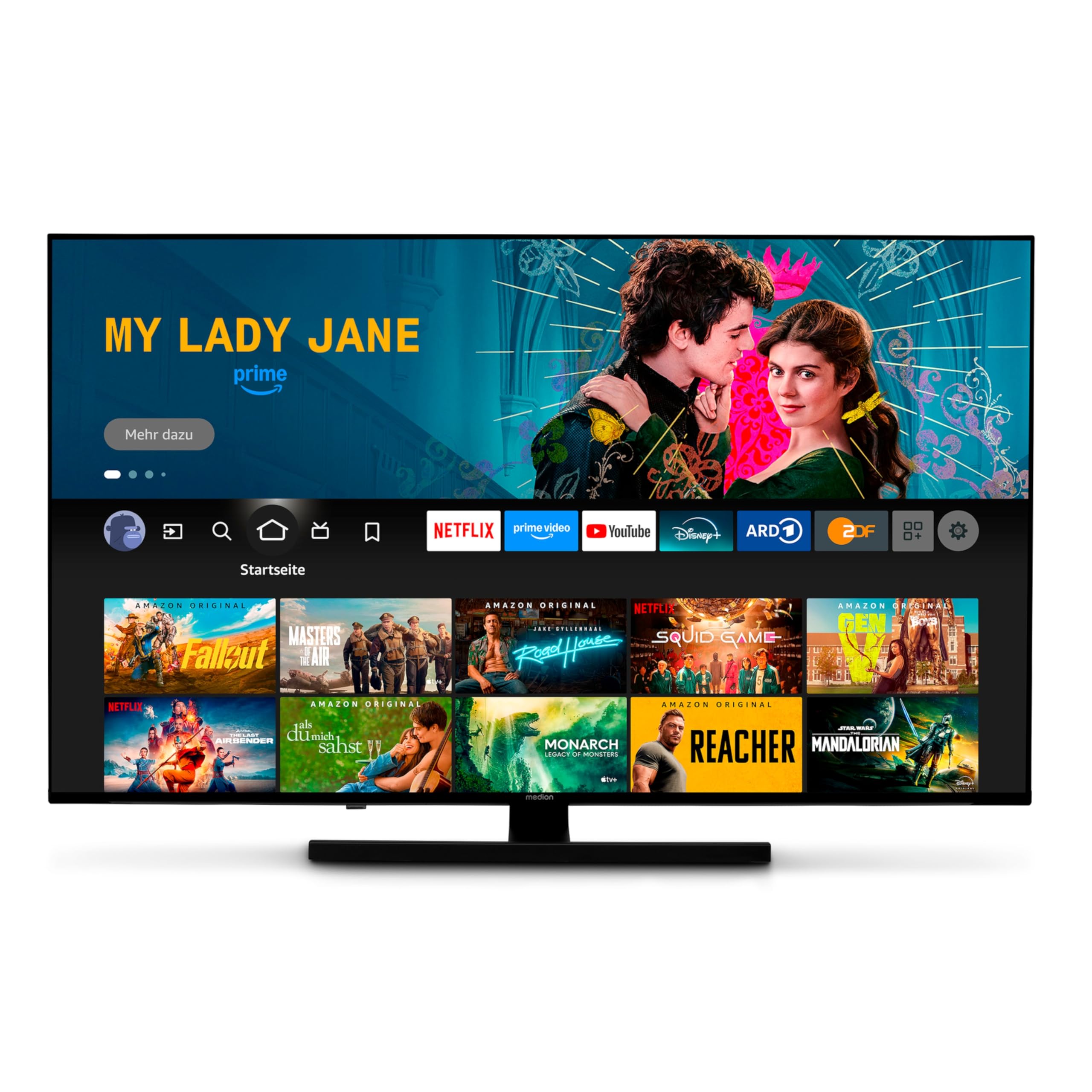 MEDION 108 cm (43 Zoll) QLED Fernseher (Fire TV, 4K Smart TV, Dolby Vision HDR, Dolby Atmos, Prime Video, Bluetooth, DVB-T2, MD 843800)