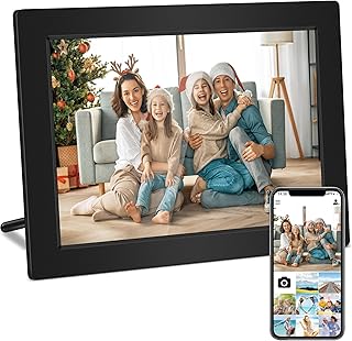 Veidoo Moldura de Foto Digital WiFi, Ecrã Táctil de 10 Polegadas, Memória de 32 GB, Rotação Automática, Música/Vídeo/Calendário/Relógio, Fotos e Vídeos através do Frameo, Presente para a Família
