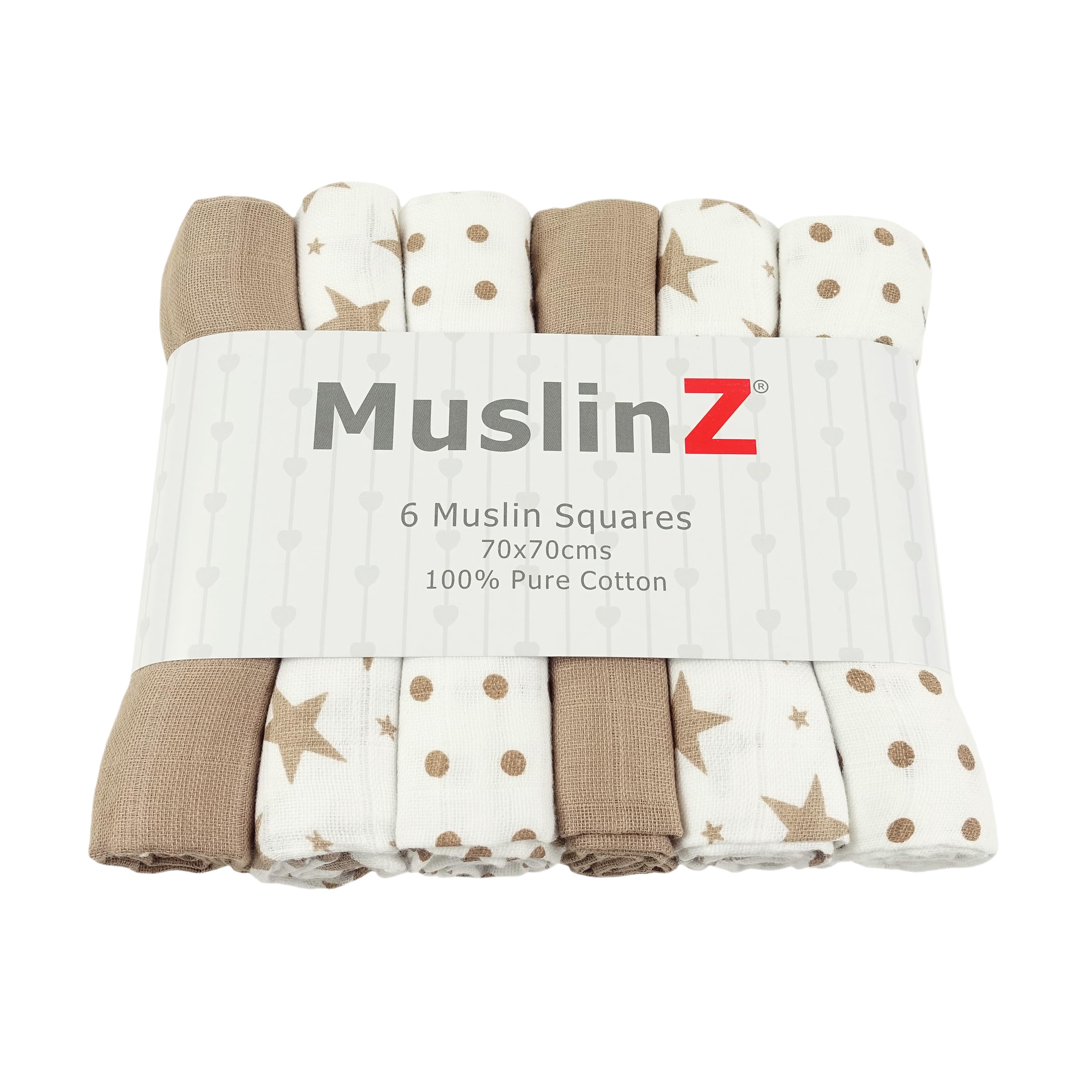 MuslinZ Muslin Cloths for Baby, Baby Burp Cloths, 6 Pack Muslin Squares, Large 70x70cm, Pure Cotton, Soft