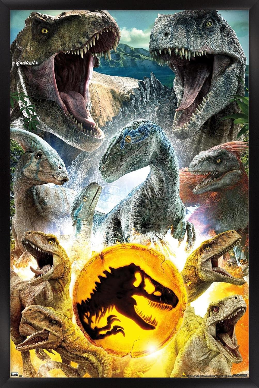 Trends International Jurassic World: Dominion - Group Wall Poster, 22.375" x 34", Black Framed Version