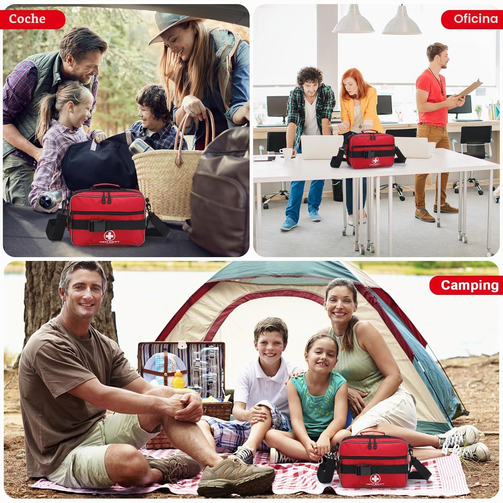 Poygik Kit de primeros auxilios grande de 420 piezas para el hogar, coche, viajes, camping, camión, senderismo, deportes, oficina, vehículo y emergencias al aire libre, kits médicos de emergencia,