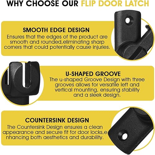 Miniatura 7 de Pestillos negros para puerta de granero, cerradura de puerta de 90180 grados, herrajes para puerta abatible, cerradura de puerta corredera para