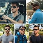 Sports Lunettes de soleil polarisés pour hommes Femmes Envelopper autour des lunettes de soleil Pêche Cyclisme Conduite Courant UV Protection