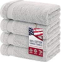Vista 88 de American Veteran Towel, Paquete de 4 toallas de baño turcas 100% algodón para baño, 27 x 54 pulgadas, extra grandes, de secado suave, color azul