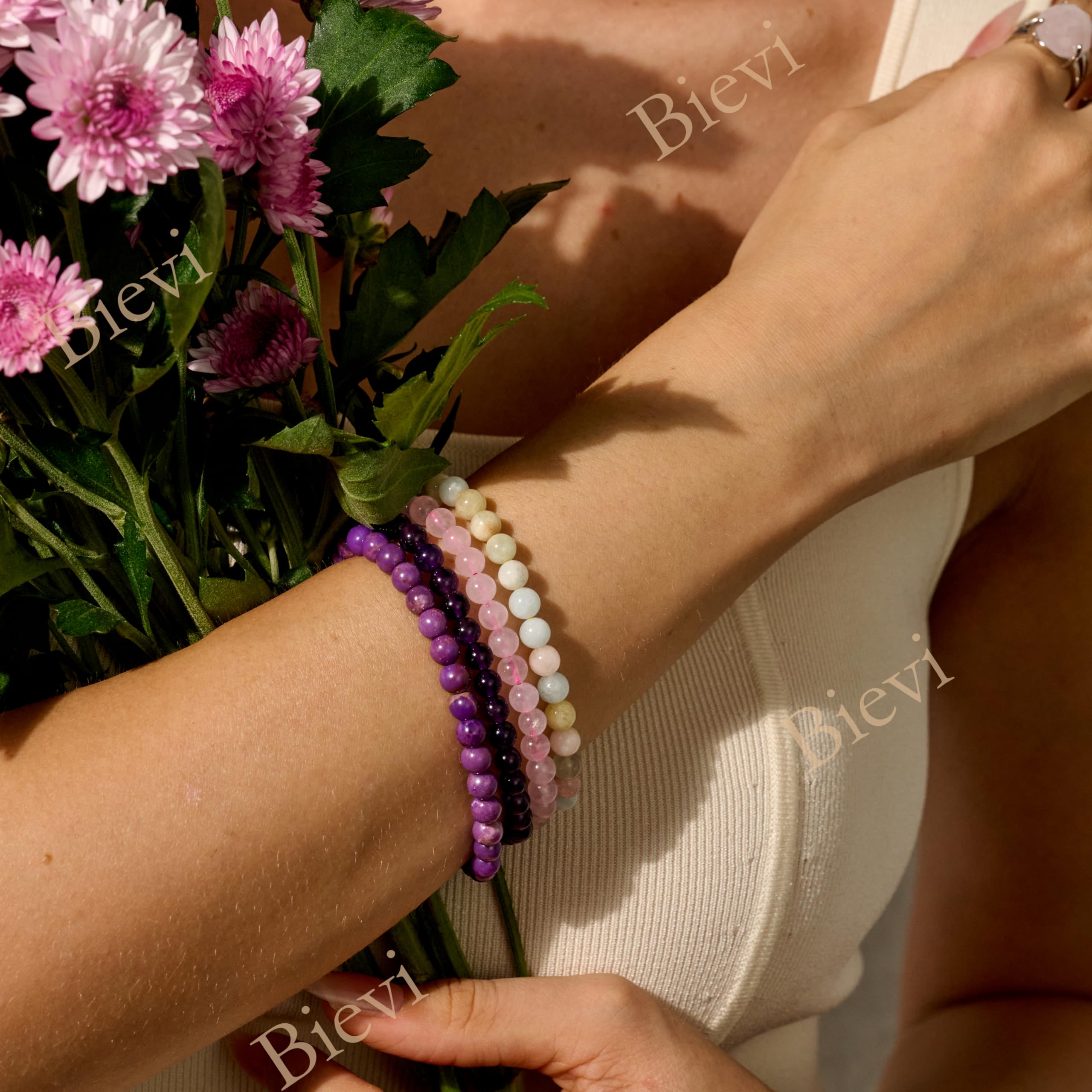 Bivei signora braccialetto perline 6mm semiprezioso cristallo naturale elastico elastico cristallo accessori regalo di yoga