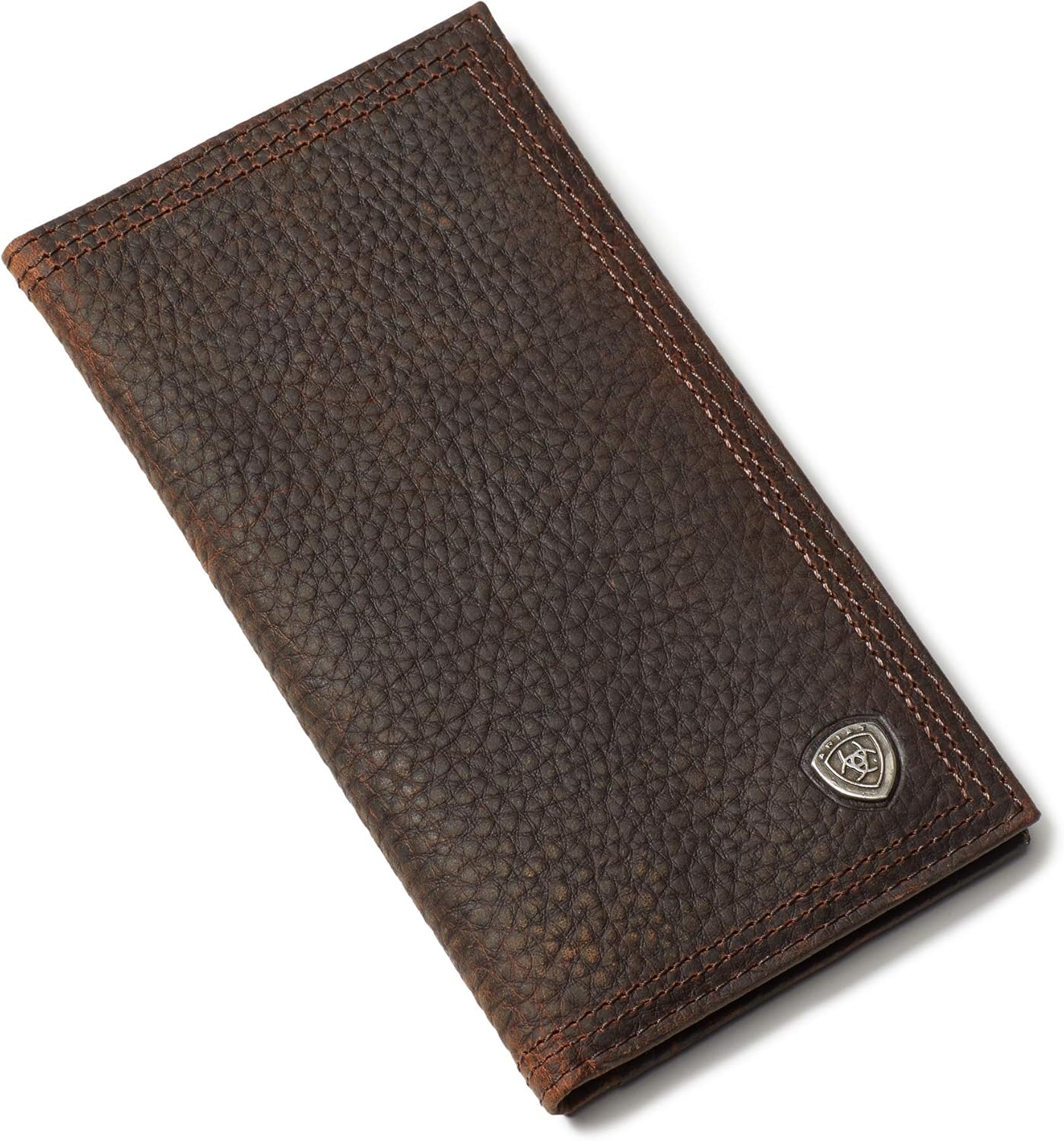 Ariat Men's Pebbled Oil-Tan Leather Rodeo Wallet with Shield Concho - Rugged Performance Work Style