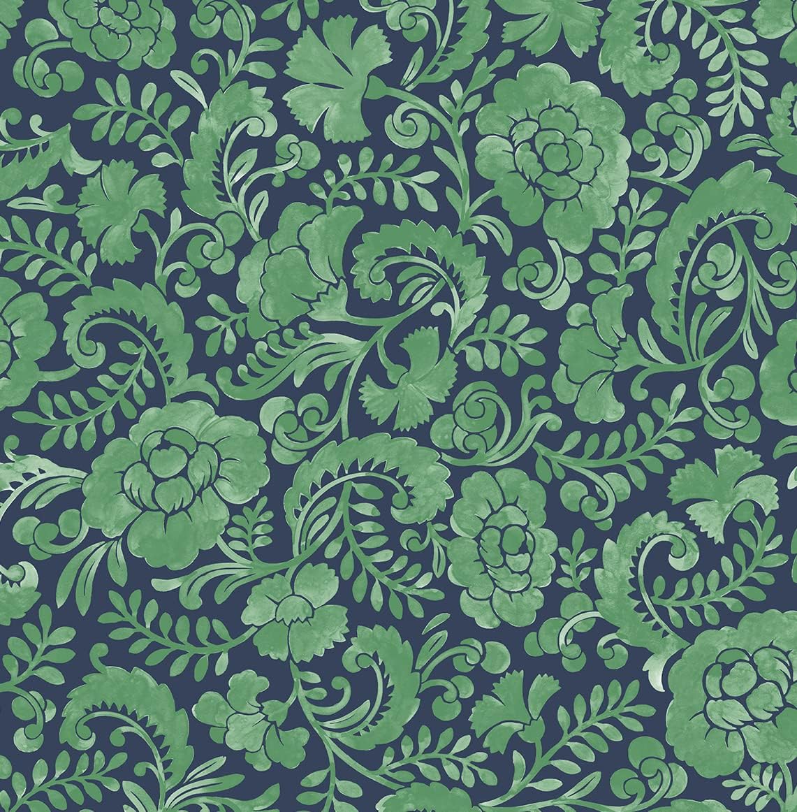 NextWall Tonal Paisley Peel and Stick Wallpaper (Spearmint & Navy Blue)