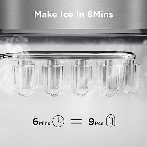 Vista 10 de Silonn Máquina de hielo de pepitas para encimera, máquina de hielo de pellets con función de autolimpieza, la máquina de hielo sónico produce 33