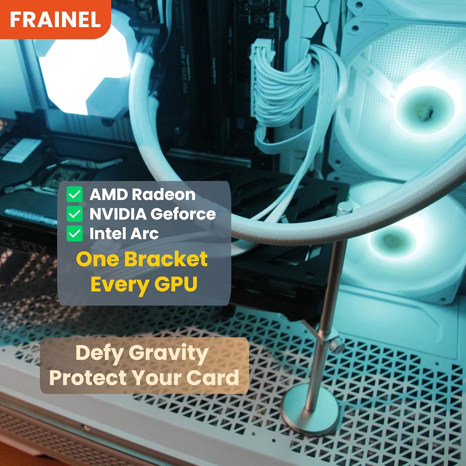GPU Support Bracket, Universal Graphics Card Sag Support Stand (Up to 7.3"), Aluminum Alloy Video Card Holder with Magnetic Base, Rubber Pad & Leveling Tool for ATX/E-ATX/M-ATX image 3