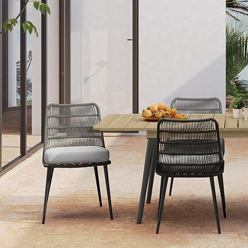 Miniatura 2 de SIMPLIHOME Beachside - Silla de comedor contemporánea al aire libre (juego de 2) en tela de poliéster gris para el comedor