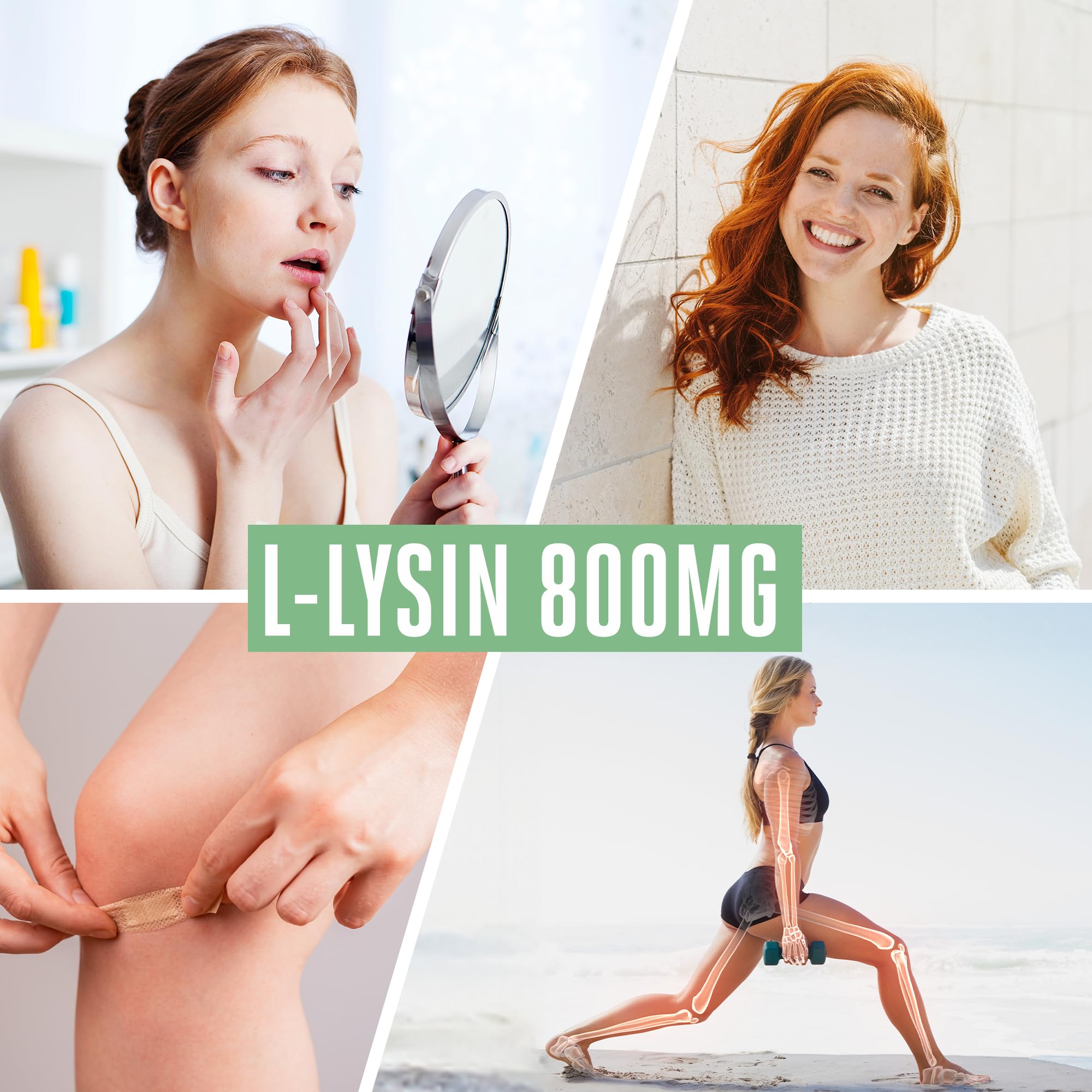Vitabay Lysin Hochdosiert 800mg - 365 L-Lysin Tabletten Vegan & Laborgeprüft - Essentielle Aminosäure Lysine Kapseln - ohne unerwünschte Zusatzstoffe