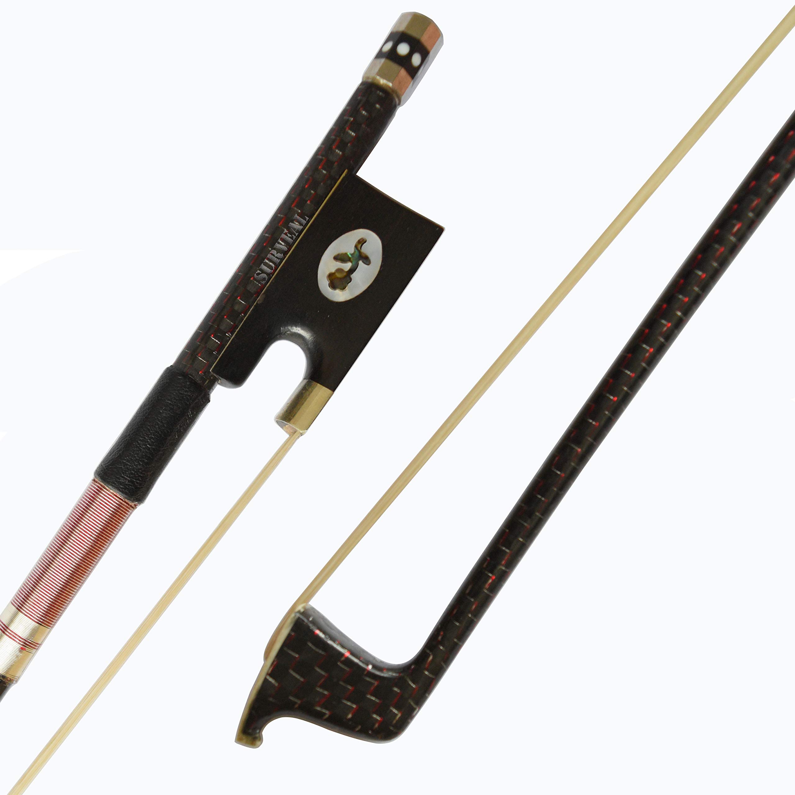Fiocco per violino in fibra di carbonio 4/4, colore: Bianco siberia naturale con migliore superficie elastica e brillante (4/4)