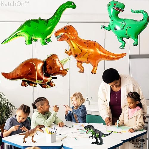 Miniatura 5 de Juego de globos de dinosaurio gigante, 51 pulgadas, grande, globo dorado del número 3 de 40 pulgadas, decoraciones de tercer cumpleaños para niños,