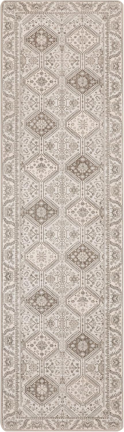 GENIMO Runner Rug 2x5 Non Slip Hallway Runner Rugs, Machine Washable Low Pile Soft Mat for Living Room, Entryway, Bedroom, Kitchen and Corridor, Passage, Cream