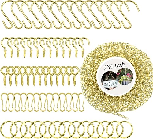 Miniatura 11 de YINGFENG - Set de 236 pulgadas de cadenas colgantes de metal negro y ganchos para cestas, para comederos de aves, bebederos de pájaros, macetas