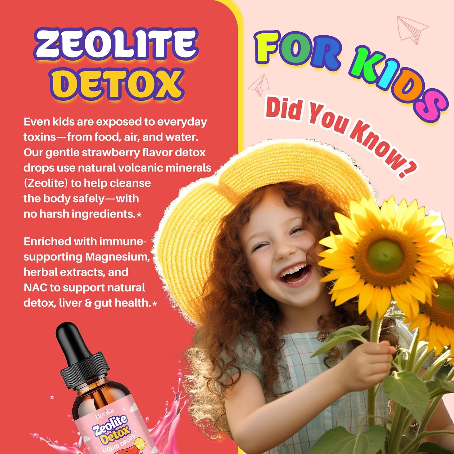 Zeolite Detox for Kids - Liquid Zeolite Drops with Chlorella, Milk Thistle, NAC, Magnesium Glycinate & Vitamin C - Support Gut Liver Detox Cleanse, Immune & Energy - Strawberry Flavor 2 Fl Oz - Image 3