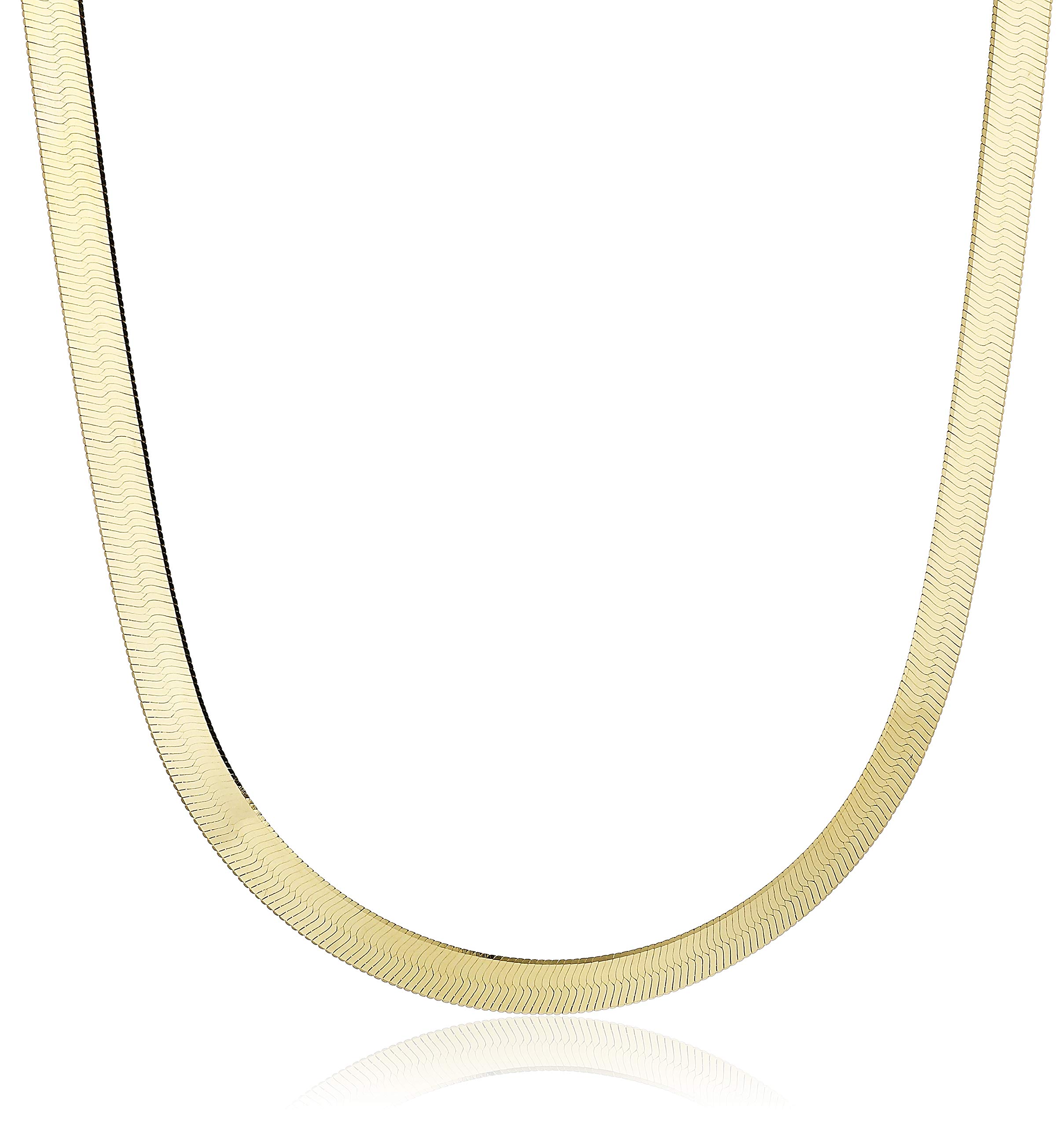 14 Karat Solid Yellow Gold Flexible Silky Imperial Herringbone Necklace 5.0 mm (16"- 24")
