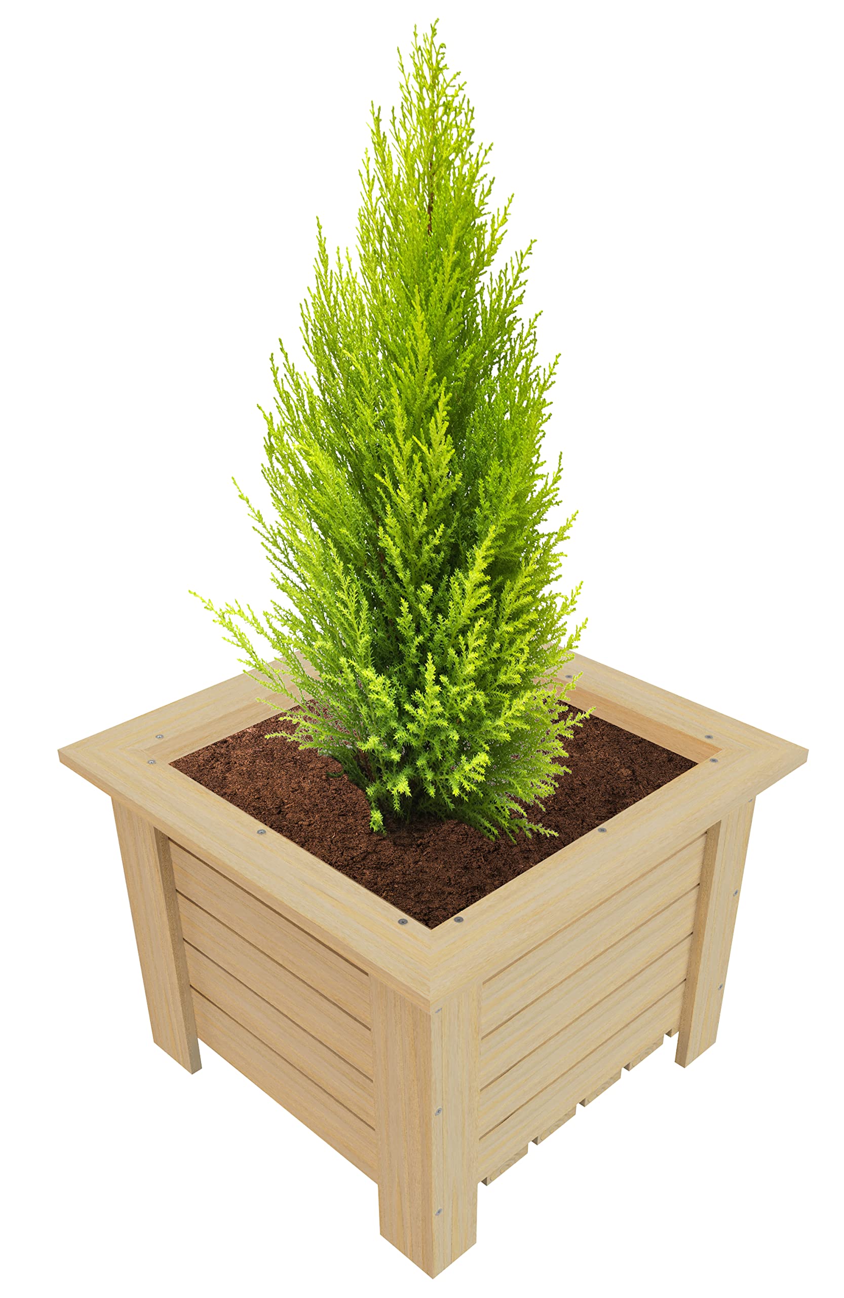 Generisch Macetero de madera para plantas, caja de madera natural, jardinera para hierbas, jardinera de madera auténtica, interior y exterior, 40 x 40 x 30 cm
