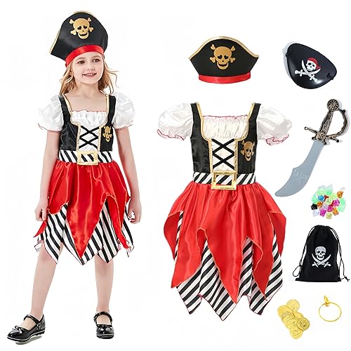 Lingway Toys Disfraz de pirata de lujo para niñas, vestido de princesa Bucanero para niños